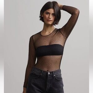 Commando Black Sheer Bodysuit with Long Sleeves
